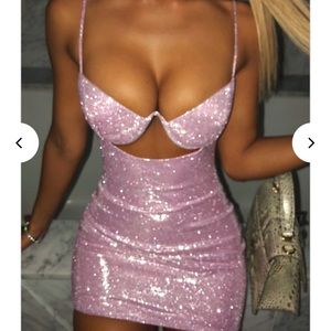 Mya Mini Dress - Pink Glitter